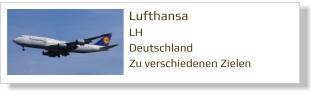 Lufthansa LH Deutschland Zu verschiedenen Zielen